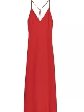 Zara Red V-Neck Strappy Maxi Dress